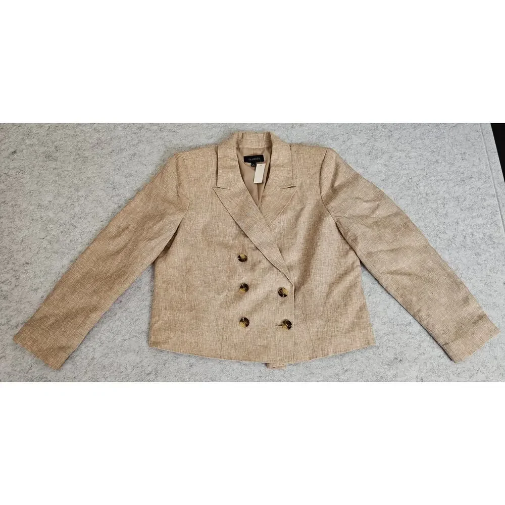 Talbots Cropped 100% Linen Blazer Jacket, 6 Button, Womens Sz 16, New, NWT